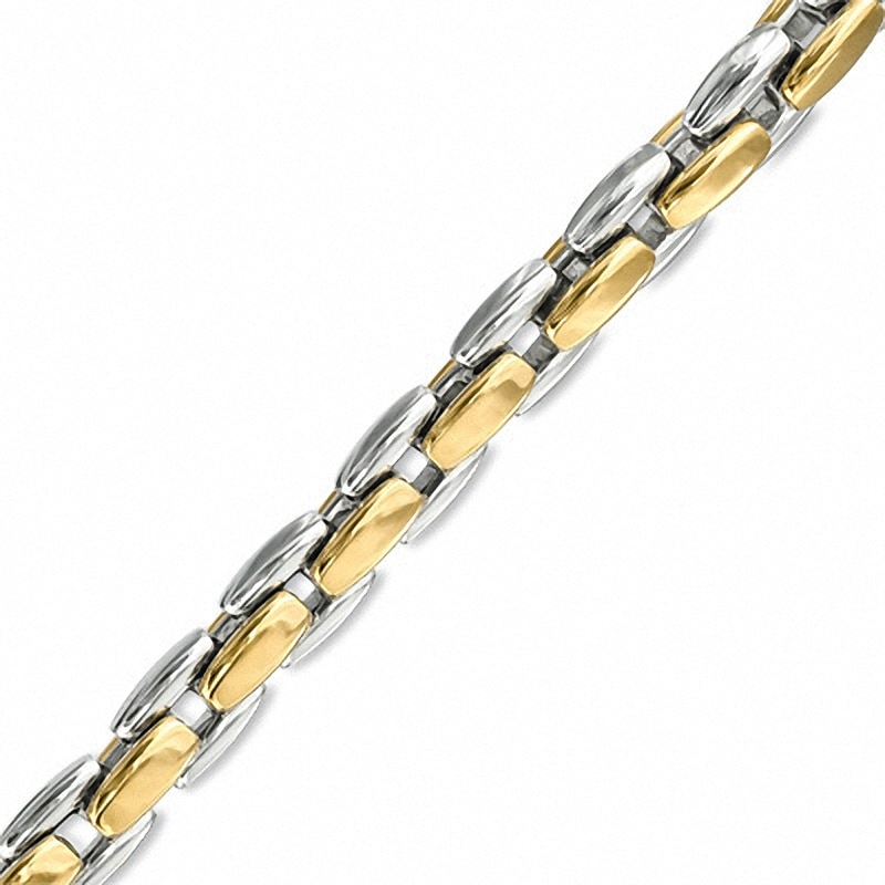Main Image 1 of Men's Link Bracelet in Polished Two-Tone Stainless Steel - 9.0"