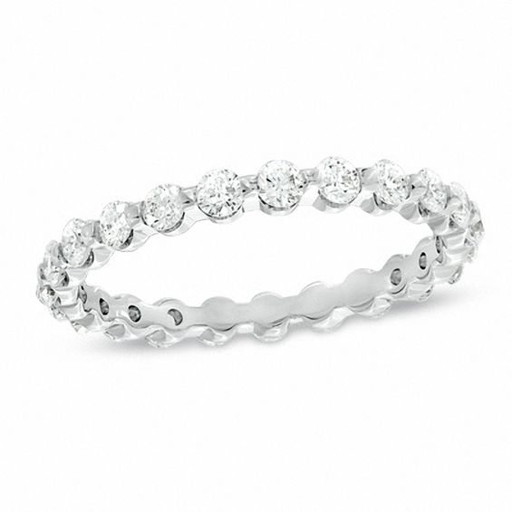 1 CT. T.w. Diamond Eternity Wedding Band 14K White Gold