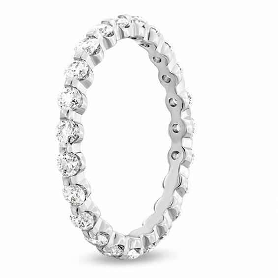1 CT. T.w. Diamond Eternity Wedding Band 14K White Gold