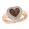 Thumbnail Image 0 of 1/5 CT. T.W. Enhanced Cognac and White Diamond Heart Ring in 10K Rose Gold