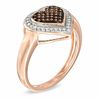 Thumbnail Image 1 of 1/5 CT. T.W. Enhanced Cognac and White Diamond Heart Ring in 10K Rose Gold