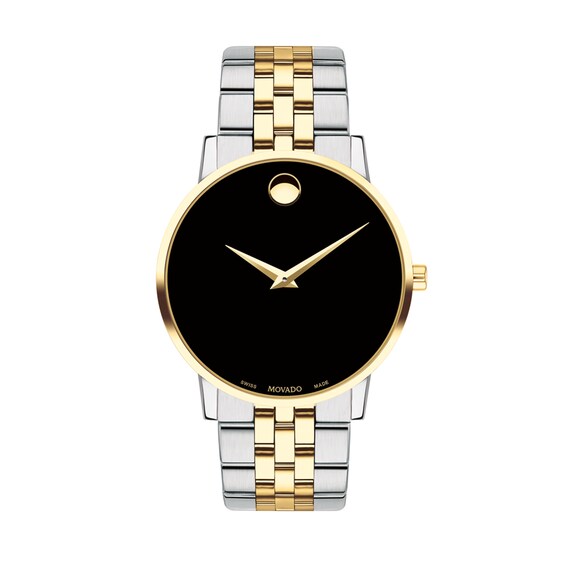 Men's Movado MuseumÂ® Classic Two-Tone PVD Watch with Black Dial (Model: 0607200)