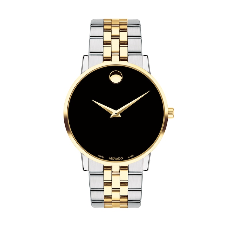 Men's Movado Museum® Classic Two-Tone PVD Watch with Black Dial (Model: 0607200)