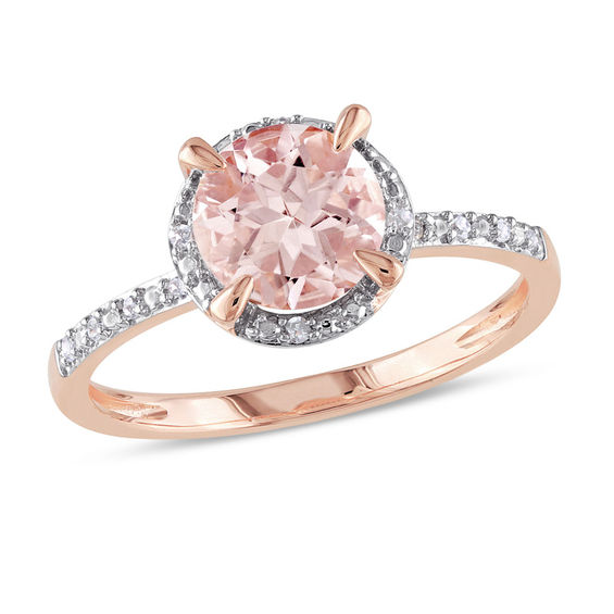 7.0mm Morganite and Diamond Accent Engagement Ring 10K Rose Gold