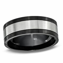 8.0mm Center Stripe Wedding Band in Two-Tone Stainless Steel