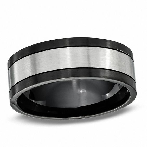 Men's 8.0mm Black Stainless Steel Wedding Band