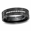 Thumbnail Image 1 of 1/8 CT. T.W. Diamond Wedding Band in Black Stainless Steel