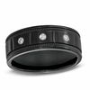 Thumbnail Image 1 of 8.0mm 1/10 CT. T.W. Diamond Wedding Band in Black Stainless Steel