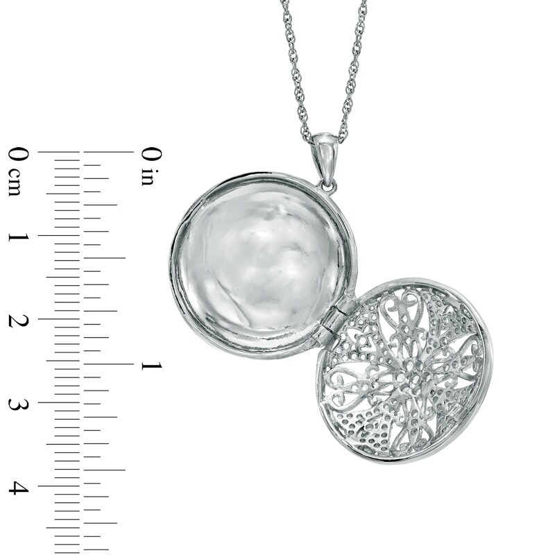Main Image 2 of Lab-Created White Sapphire Locket Pendant in Sterling Silver
