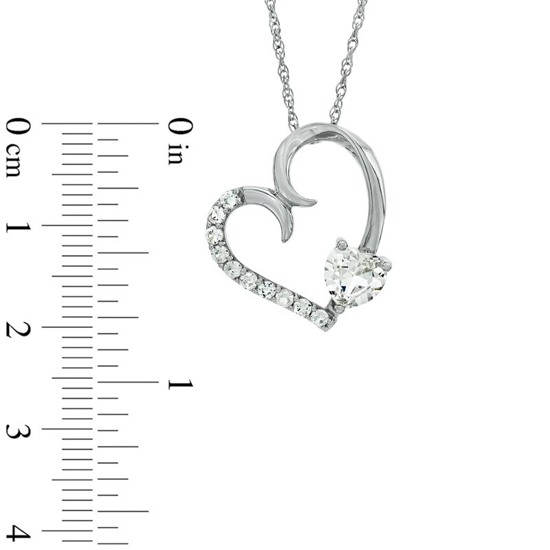 Main Image 2 of 6.0mm Heart-Shaped Lab-Created White Sapphire Heart Pendant in Sterling Silver