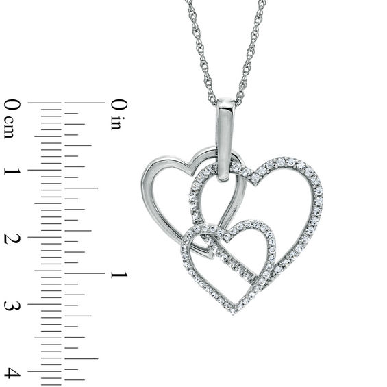 Lab-Created White Sapphire Triple Heart Pendant in Sterling Silver