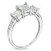 Princess-Cut Lab-Created White Sapphire Three Stone Ring in Sterling Silver