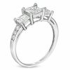 Thumbnail Image 1 of Princess-Cut Lab-Created White Sapphire Three Stone Ring in Sterling Silver