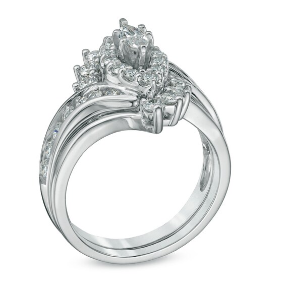 1-1/2 CT. T.w. Marquise-Shape Diamond Bypass Bridal Set in 14K White Gold