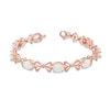 Thumbnail Image 2 of Oval Lab-Created Opal and Diamond Accent Bracelet in Sterling Silver with 14K Rose Gold Plate - 7.25"