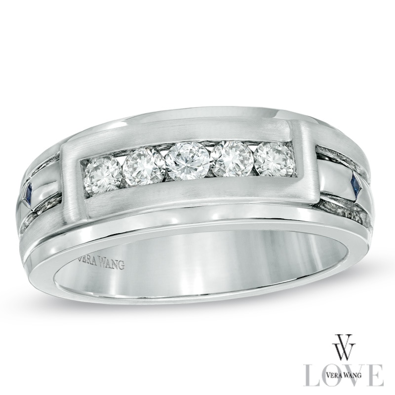 Main Image 1 of Vera Wang Love Collection Men's 1/2 CT. T.W. Diamond Wedding Band in 14K White Gold
