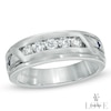 Thumbnail Image 1 of Vera Wang Men's 1/2 CT. T.W. Diamond Slant Wedding Band in 14K White Gold