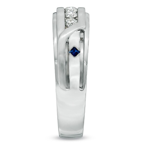 Vera Wang Love Collection Men's 1/2 CT. T.w. Diamond Slant Wedding Band in 14K White Gold