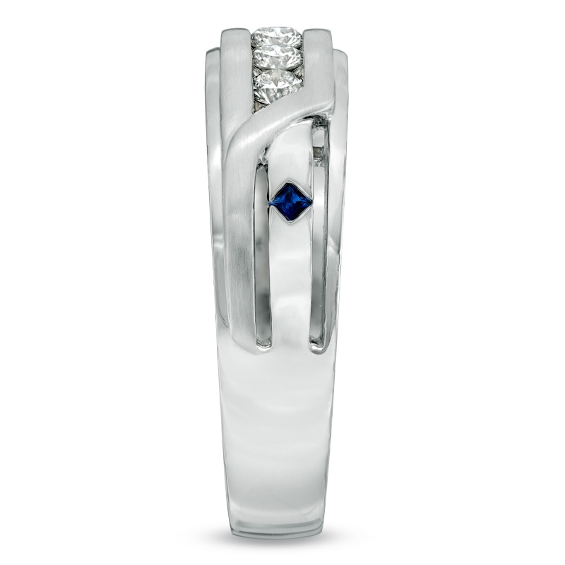 Main Image 3 of Vera Wang Men's 1/2 CT. T.W. Diamond Slant Wedding Band in 14K White Gold