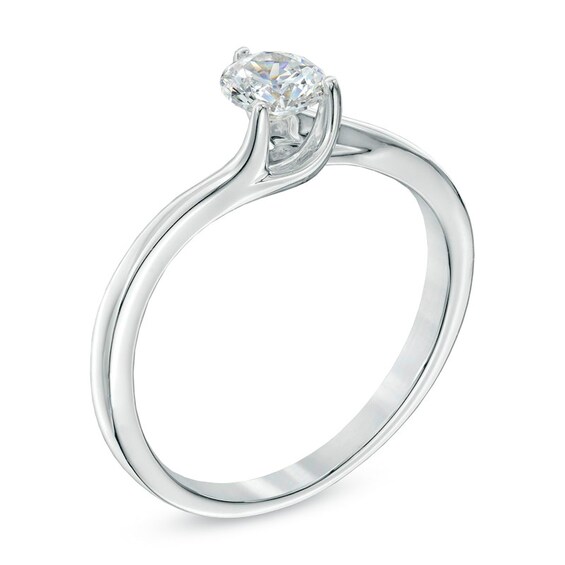 1/3 CT. Diamond Solitaire Bypass Engagement Ring in 14K White Gold