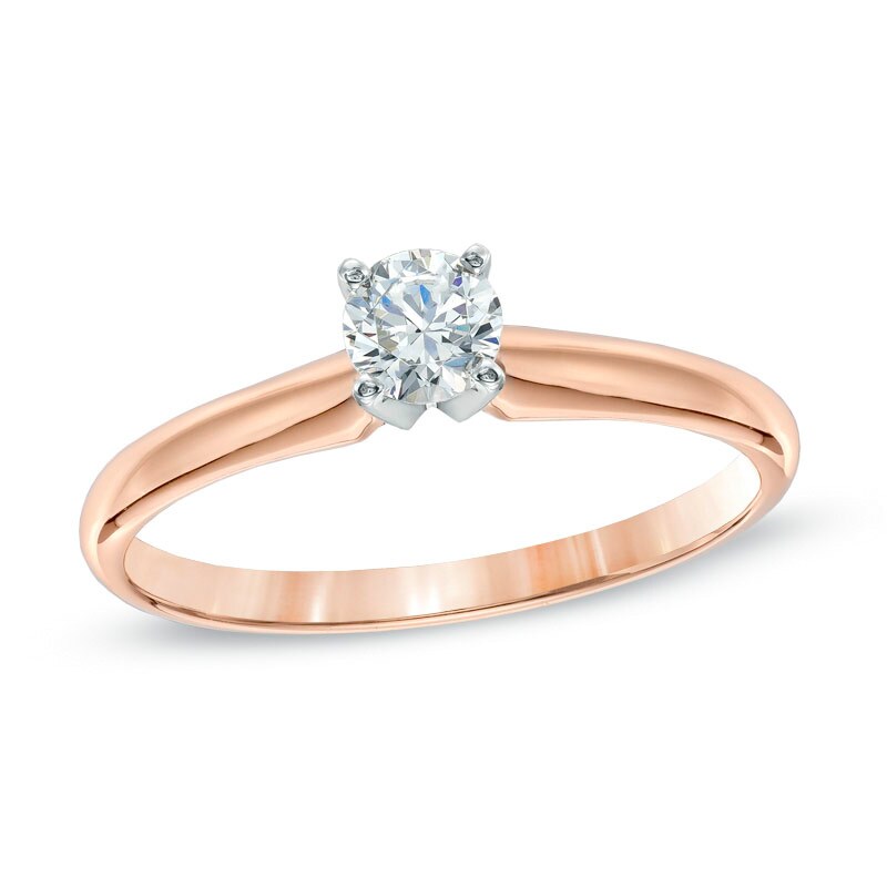 Main Image 1 of 1/3 CT. Diamond Solitaire Engagement Ring in 14K Rose Gold