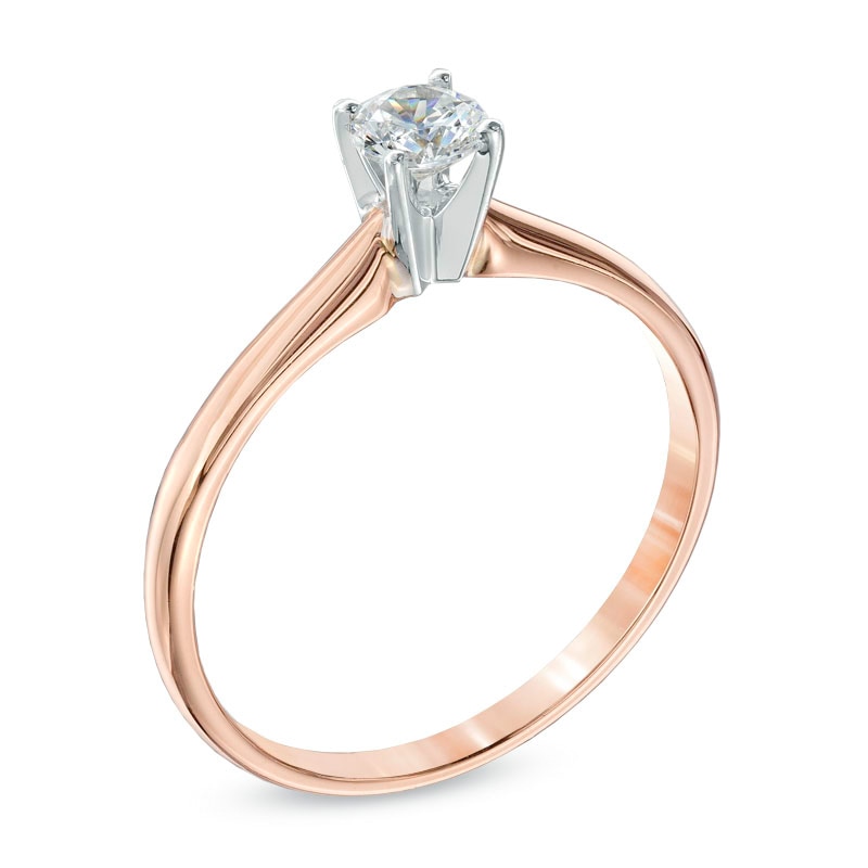 Main Image 2 of 1/3 CT. Diamond Solitaire Engagement Ring in 14K Rose Gold