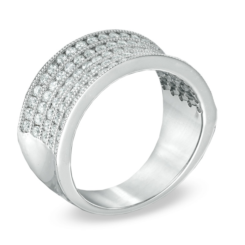 1 CT. T.W. Diamond Five Row Concave Anniversary Band in 14K White Gold