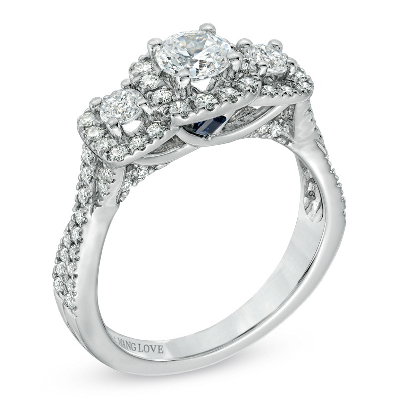 Main Image 2 of Vera Wang Love Collection 1 CT. T.W. Diamond Three Stone Twist Shank Engagement Ring in 14K White Gold