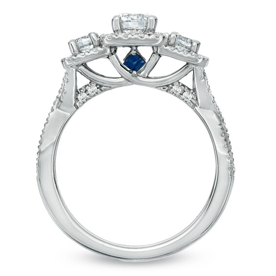 Vera Wang Love Collection 1 CT. T.w. Diamond Three Stone Twist Shank Engagement Ring in 14K White Gold