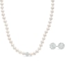 Thumbnail Image 0 of 6.0 - 7.0mm Cultured Freshwater Pearl and Crystal Necklace and Stud Earrings Set in Sterling Silver