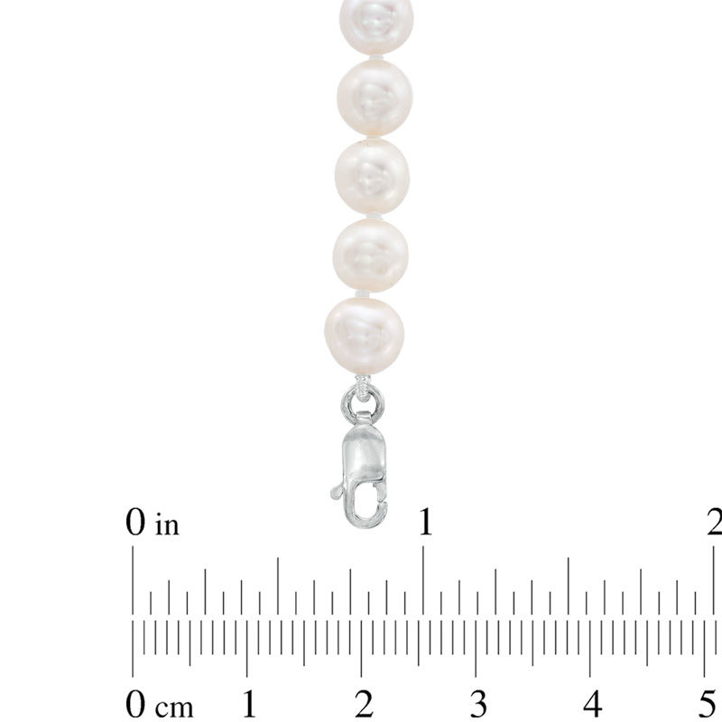 6.0 - 7.0mm Cultured Freshwater Pearl and Crystal Necklace and Stud Earrings Set in Sterling Silver