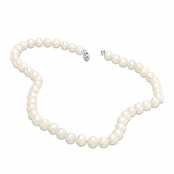 8.0-9.0mm Freshwater Cultured Pearl Strand Necklace and Earrings Set in Sterling Silver