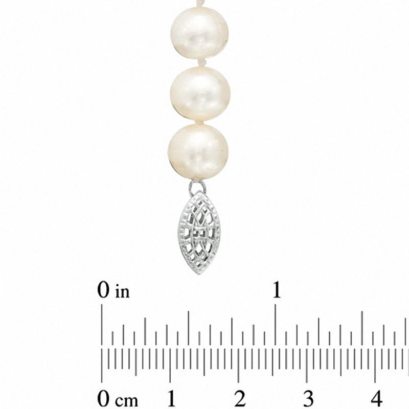 Main Image 3 of 8.0-9.0mm Freshwater Cultured Pearl Strand Necklace and Earrings Set in Sterling Silver