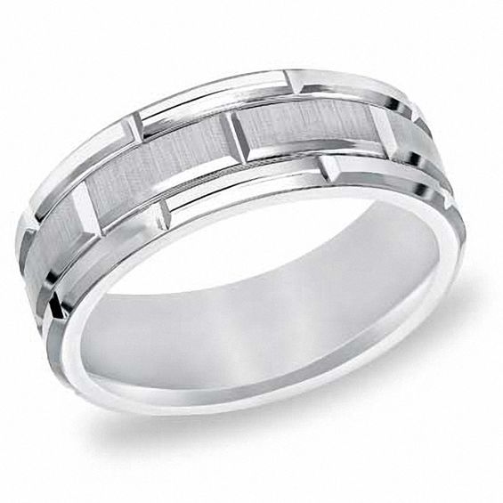 Triton Men s 8 0mm Comfort Fit White Tungsten  Wedding  Band  