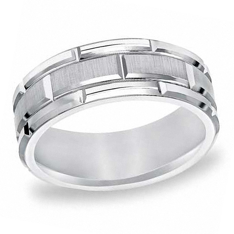 Triton Men's 8.0mm Comfort Fit White Tungsten Wedding Band