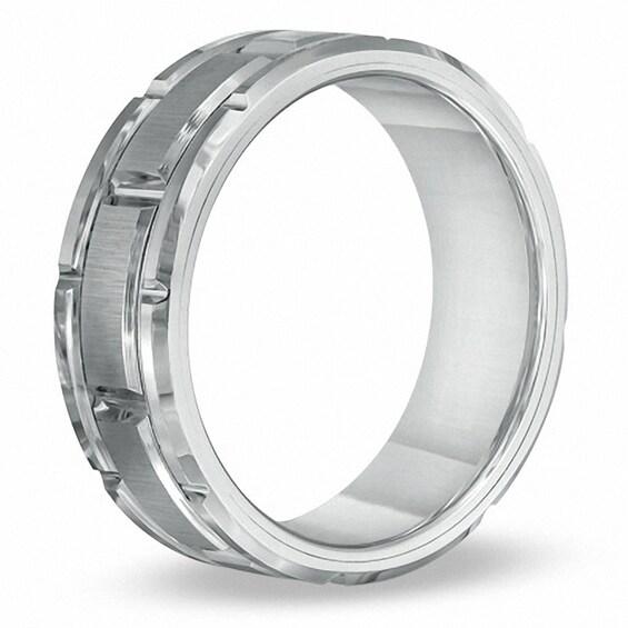 Triton 8.0mm Comfort Fit White Tungsten Wedding Band