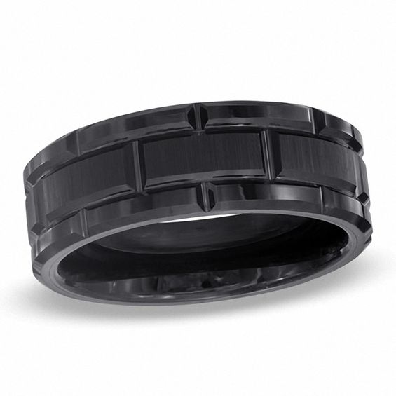 Triton Men s 8 0mm Comfort Fit Black Tungsten  Wedding  Band  