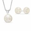 Thumbnail Image 0 of 9.0 - 10.0mm Cultured Freshwater Pearl Pendant and Stud Earrings Set in Sterling Silver
