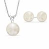 Thumbnail Image 1 of 9.0-10.0mm Freshwater Cultured Pearl Pendant and Stud Earrings Set in Sterling Silver