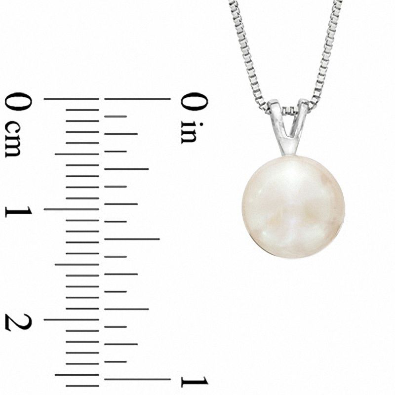 9.0 - 10.0mm Cultured Freshwater Pearl Pendant and Stud Earrings Set in Sterling Silver