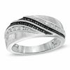 Thumbnail Image 1 of Men's 1/5 CT. T.W. Enhanced Black and White Diamond Ring in 10K White Gold