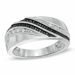 1/5 CT. T.W. Enhanced Black and White Diamond Ring in 10K White Gold