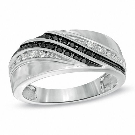 1/5 CT. T.w. Enhanced Black and White Diamond Ring in 10K White Gold