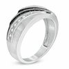 Thumbnail Image 2 of Men's 1/5 CT. T.W. Enhanced Black and White Diamond Ring in 10K White Gold