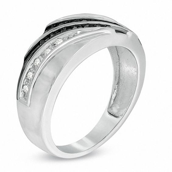 1/5 CT. T.w. Enhanced Black and White Diamond Ring in 10K White Gold