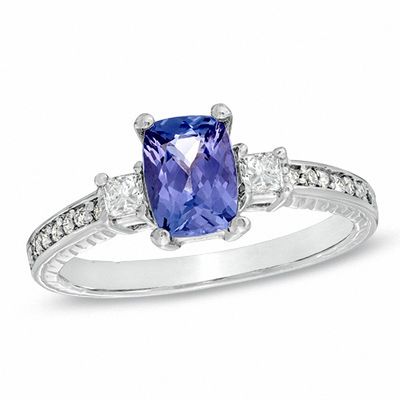 December Birthstone Ring 14k White Gold Tanzanite Ring Solitaire Engagement Ring Anniversary Ring For Women Royal Blue Tanzanite Ring