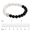 Thumbnail Image 2 of 8.0-9.0mm Freshwater Cultured Pearl, Onyx and Crystal Bead Bracelet-7.25"