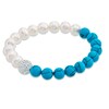 Thumbnail Image 1 of 8.0-9.0mm Freshwater Cultured Pearl, Turquoise and Crystal Bracelet-7.25"