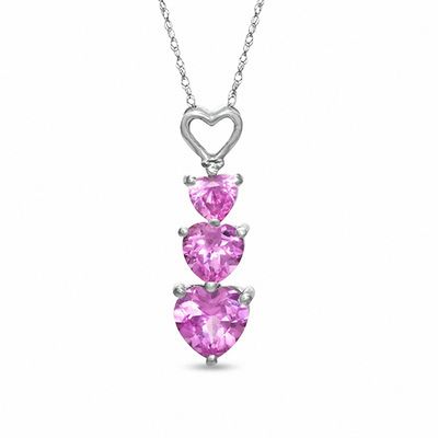 Heart Shape Pink Sapphire and Diamond Necklace