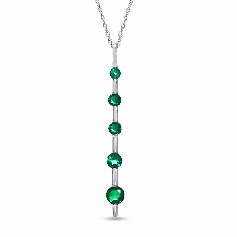 Main Image 1 of Journey Lab-Created Emerald Pendant in 10K White Gold